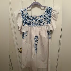Mi Golondrina blue and white dress